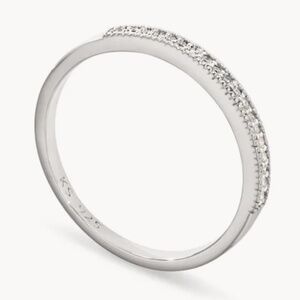 NIB Kendra Scott Ensley Sterling Silver Band Ring in White Diamond Size 9